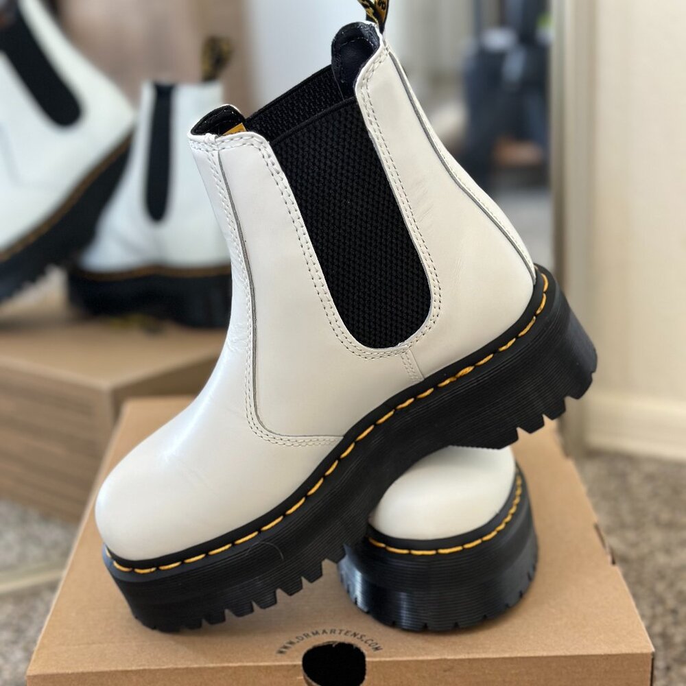 Dr. Martens White 2976 Quad Platform Boot